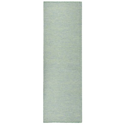 Alfombra de exterior de tejido plano turquesa 80x250 cm