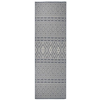 Alfombra de exterior de tejido plano rayas azules 80x250 cm