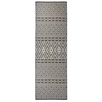 Alfombra de exterior de tejido plano rayas negras 80x250 cm