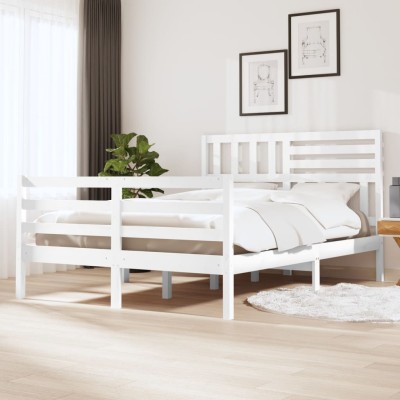 Estructura de cama sin colchón madera maciza blanco 140x200 cm