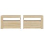 Mesitas de noche con luces LEDs 2 uds roble Sonoma 60x35x40 cm