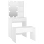 Juego de tocador con LED madera contrachapada blanco