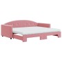 Sofá cama nido con colchón terciopelo rosa 90x200 cm