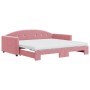 Sofá cama nido con colchón terciopelo rosa 100x200 cm