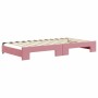 Sofá cama nido con colchón terciopelo rosa 100x200 cm
