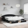 Sofá cama nido con cajones terciopelo negro 90x200 cm