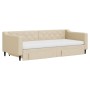 Sofá cama nido con cajones tela color crema 90x200 cm