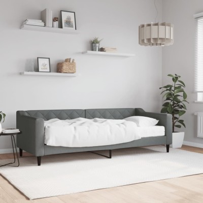 Sofá cama con colchón tela gris oscuro 80x200 cm