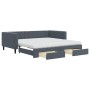 Sofá cama nido con cajones terciopelo gris oscuro 100x200 cm