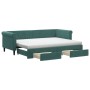 Sofá cama nido con cajones terciopelo verde oscuro 80x200 cm