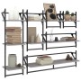 Estantes pared con barras 6 pzas madera ingeniería gris Sonoma