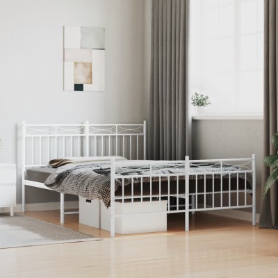 Estructura cama sin colchón con estribo metal blanco 140x190 cm