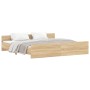 Estructura de cama con cabecero piecero roble Sonoma 200x200 cm