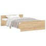 Estructura de cama con cabecero piecero roble Sonoma 120x190 cm