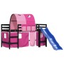 Cama alta para niños con túnel madera pino rosa 90x190 cm