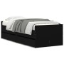 Estructura de cama individual sin colchón negro 75x190 cm