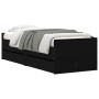 Estructura de cama individual sin colchón negro 75x190 cm
