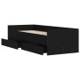 Estructura de cama individual sin colchón negro 75x190 cm