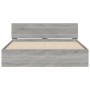 Estructura de cama cabecero y luces LED gris Sonoma 160x200 cm