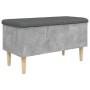 Banco con almacenaje madera ingeniería gris hormigón 82x42x46cm