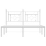 Estructura cama sin colchón con cabecero metal blanco 140x190cm