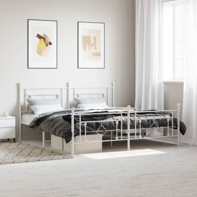 Estructura cama sin colchón con estribo metal blanco 183x213 cm