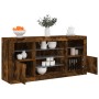 Aparador con luces LED roble ahumado 142,5x37x67 cm