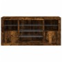 Aparador con luces LED roble ahumado 142,5x37x67 cm