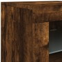 Aparador con luces LED roble ahumado 142,5x37x67 cm