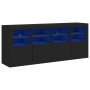 Aparador con luces LED negro 163x37x67 cm
