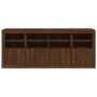 Aparador con luces LED roble ahumado 163x37x67 cm