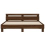 Cama con cabecero madera ingeniería marrón roble 200x200 cm