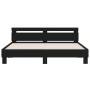 Estructura cama con cabecero madera ingeniería negro 200x200 cm