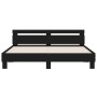 Estructura de cama con cabecero y luces LED negra 200x200 cm