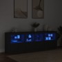 Aparador con luces LED negro 202x37x67 cm