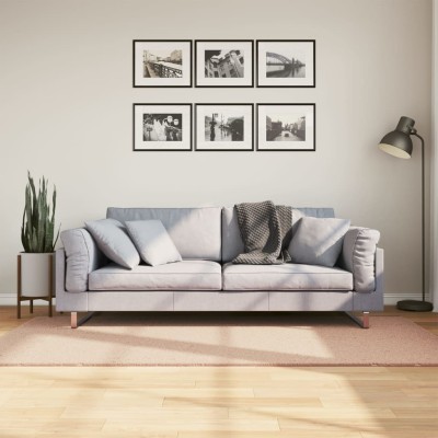 Alfombra de pelo corto suave lavable HUARTE rosado 100x200 cm
