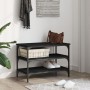 Banco zapatero madera de ingeniería negro 70x38,5x49 cm