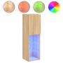 Muebles de TV con luces LED 2 uds roble Sonoma 30,5x30x102 cm
