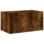 Mueble de TV de pared con luces LED roble ahumado 60x35x31 cm