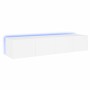 Muebles de TV de pared con luces LED 2 uds blanco 80x35x31 cm