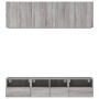 Muebles de TV de pared 5 pzas madera de ingeniería gris Sonoma