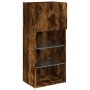 Muebles TV pared con LED 5 pzas madera ingeniería roble ahumado