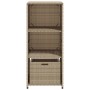 Armario de almacenaje de jardín ratán PE beige 50x55x115 cm