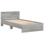 Cama con cabecero madera de ingeniería gris Sonoma 100x200 cm