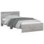Cama con cabecero madera de ingeniería gris Sonoma 100x200 cm