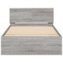Cama con cabecero madera de ingeniería gris Sonoma 100x200 cm