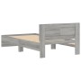 Cama con cabecero madera de ingeniería gris Sonoma 100x200 cm