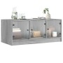 Mesa de centro con puertas de vidrio gris Sonoma 102x50x42 cm