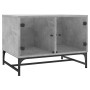 Mesa de centro puertas de vidrio gris hormigón 68,5x50x50 cm