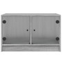 Mesa de centro con puertas de vidrio gris Sonoma 68x50x42 cm